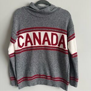 Cotton Country Canada Gray and Red Knit Sweater, Women’s Small, Olympic Gear